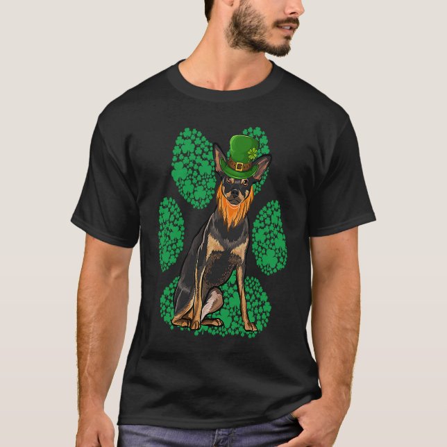 Camiseta Leprechaun Miniature Pinscher St Patricks Day Sham (Anverso)