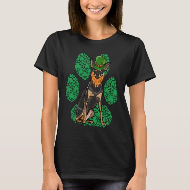 Camiseta Leprechaun Miniature Pinscher St Patricks Day Sham (Anverso)