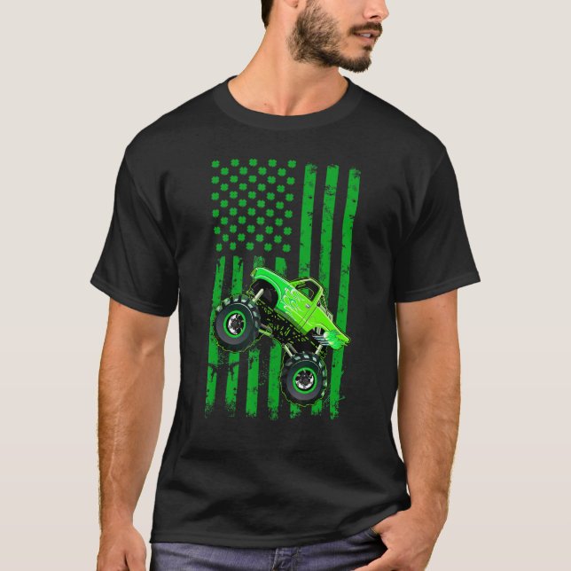 Camiseta Leprechaun Monster Truck St Patrick Day American F (Anverso)