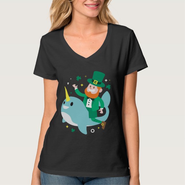 Camiseta Leprechaun Narwhale  Cute St Patricks Day 2020 Boy (Anverso)
