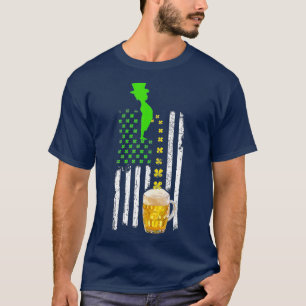 Camiseta Leprechaun Peeing Shamrock Beer Bandera Americana