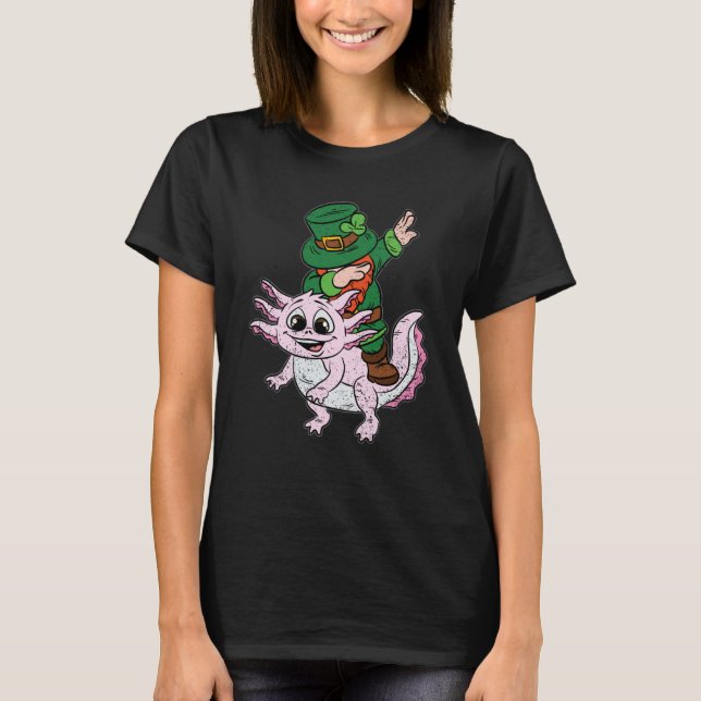 Camiseta Leprechaun Riding Axolotl St Patricks Day Irish Sa (Anverso)