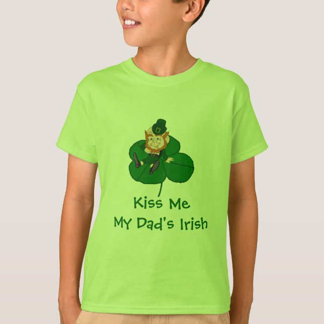 Camiseta Leprechaun Shamrock - Bésame el irlandés de mi pap (Anverso)