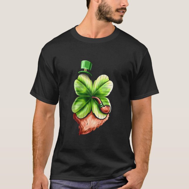 Camiseta Leprechaun Shamrock With Pipe Hat And Beard St Pat (Anverso)