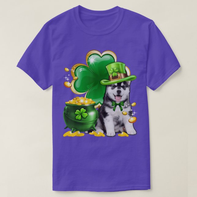 Camiseta Leprechaun Siberian Husky Irlandés Shamrock Dog St (Diseño del anverso)