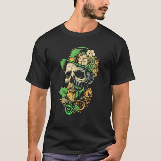 Camiseta Leprechaun Skull St Paddys Metalizado Irish St Pat (Anverso)