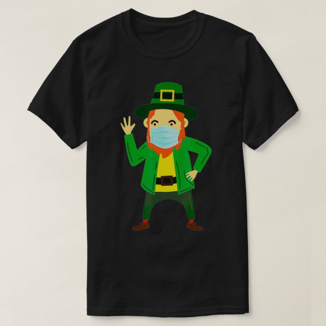 Camiseta Leprechaun St Patricks Day Funny Face Mask Quarant (Diseño del anverso)