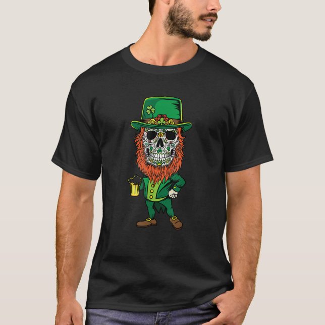 Camiseta Leprechaun St Patricks Day of dead Sugar Skull Men (Anverso)