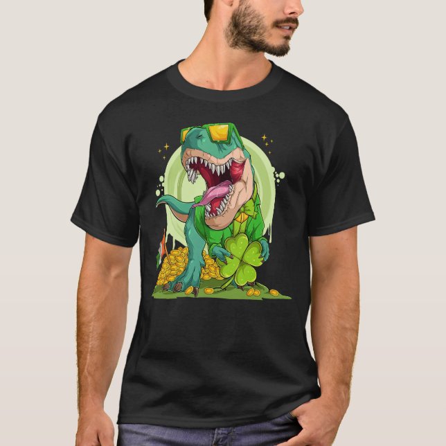 Camiseta Leprechaun T-Rex Día de San Patricio (Anverso)