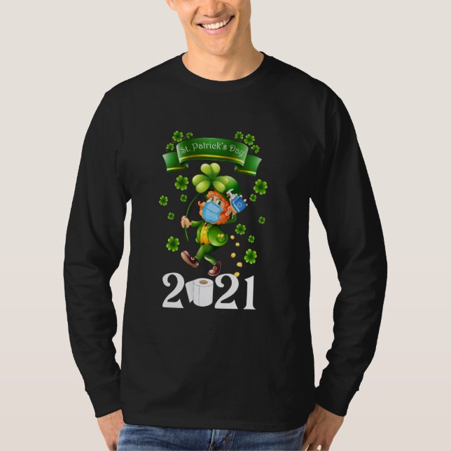 Camiseta Leprechaun Usando Máscara Funny San Patrick S Day (Anverso)
