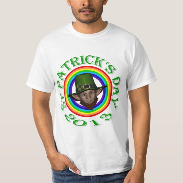 Camiseta Leprechaun verde y arco iris doble (Anverso)