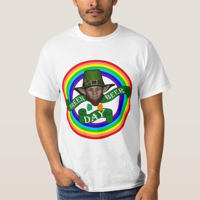 Camiseta Leprechaun verde y arco iris doble (Anverso)