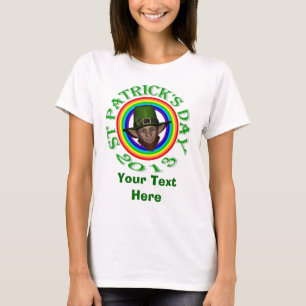 Camiseta Leprechaun verde y arco iris doble San Patricio