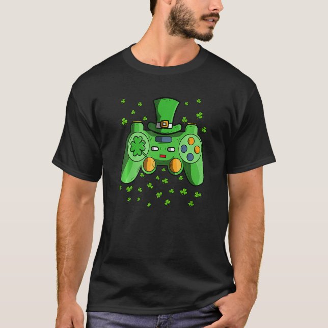 Camiseta Leprechaun Video Game Controller Gamer con Shamro (Anverso)