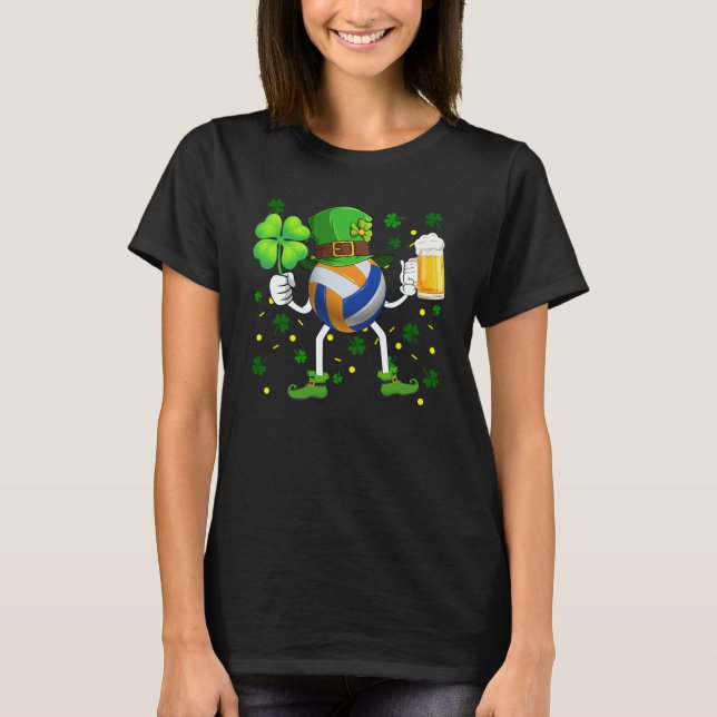 Camiseta Leprechaun Volleyball Ball Beer Glass Shamrock Pat (Anverso)