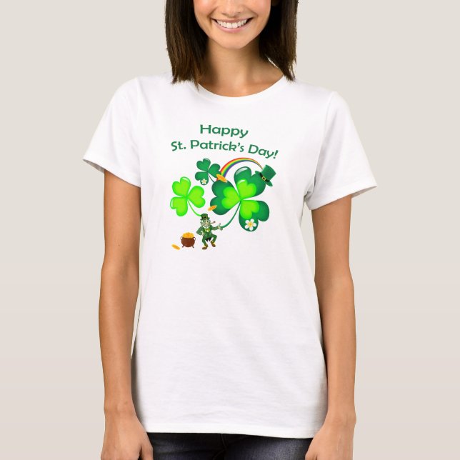 Camiseta Leprechaun y Shamrock (Anverso)