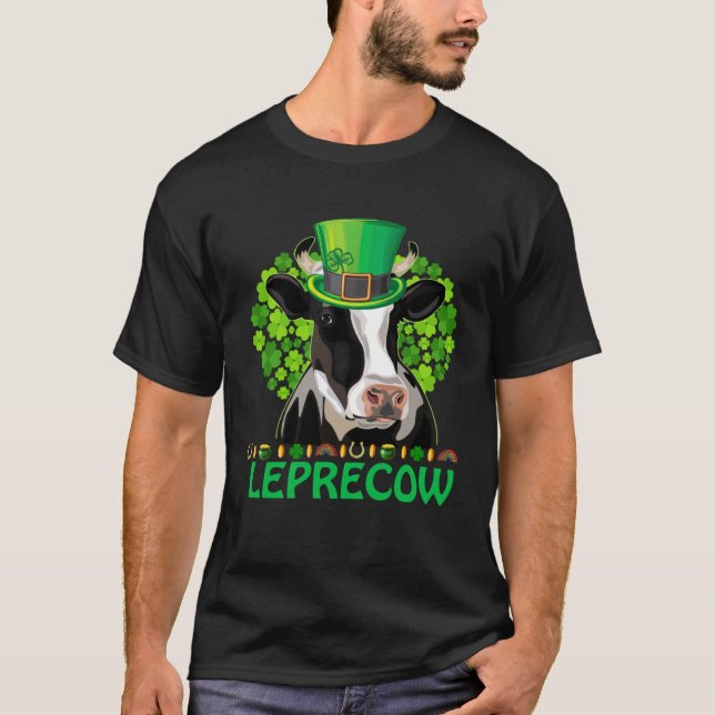 Camiseta Leprecow Cow St Patricks Day Hombres Mujeres Lepre (Anverso)