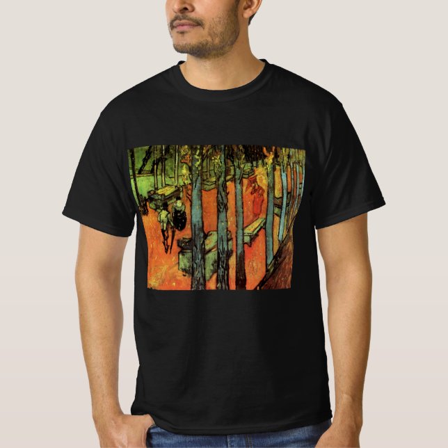 Camiseta Les Alyscamps, hojas de otoño de Vincent van Gogh (Anverso)