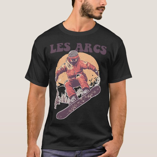 Camiseta Les Arcs France Retro Snowboard (Anverso)