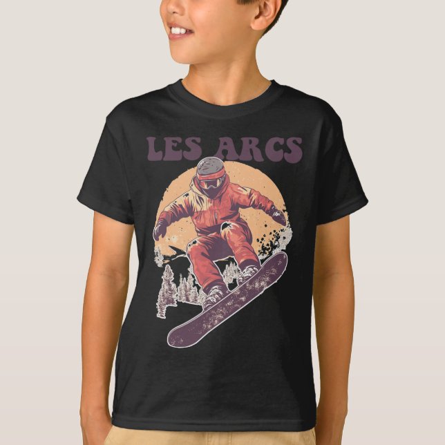 Camiseta Les Arcs France Retro Snowboard (Anverso)