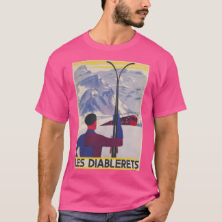 Camiseta Les Diablerets Suiza Poster de esquí de época