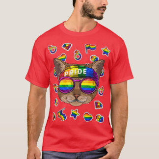 Camiseta Lesbia del arcoiris del gato, el orgullo gay abysi