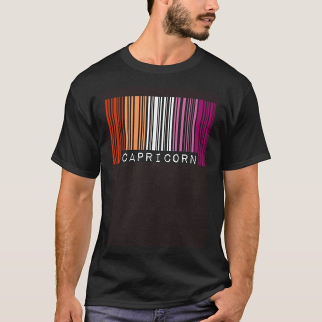 Camiseta Lesbian Capricorn Barcode Gay Pride Flag Zodiac Si (Anverso)
