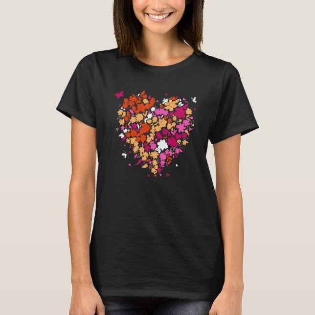 Camiseta Lesbian Pride Heart Femme Valentine's Day Discreet (Anverso)