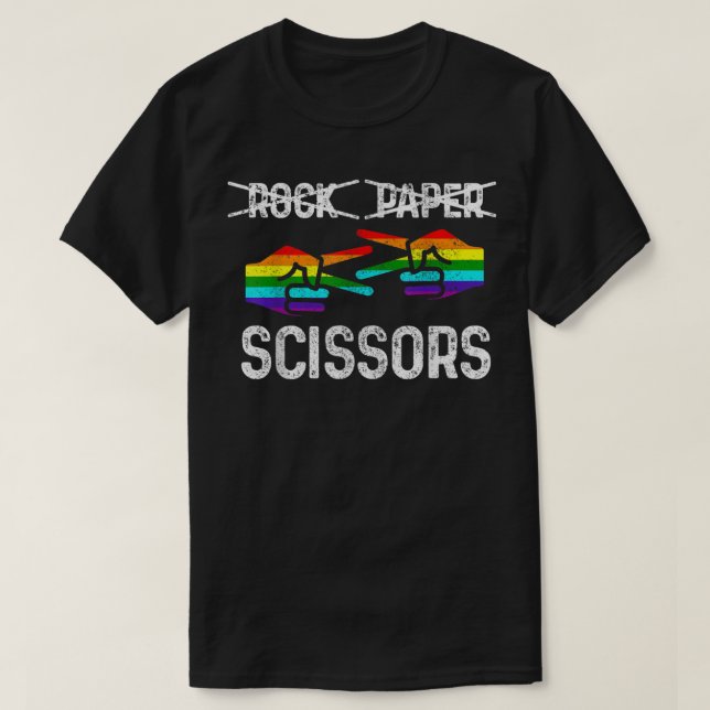 Camiseta Lesbian Pride Rock Paper Scissors Funny LGBTQ Rain (Diseño del anverso)