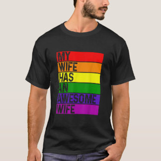 Camiseta Lesbian Wife Funny LGBTQ Gay Pride Month Rainbow F