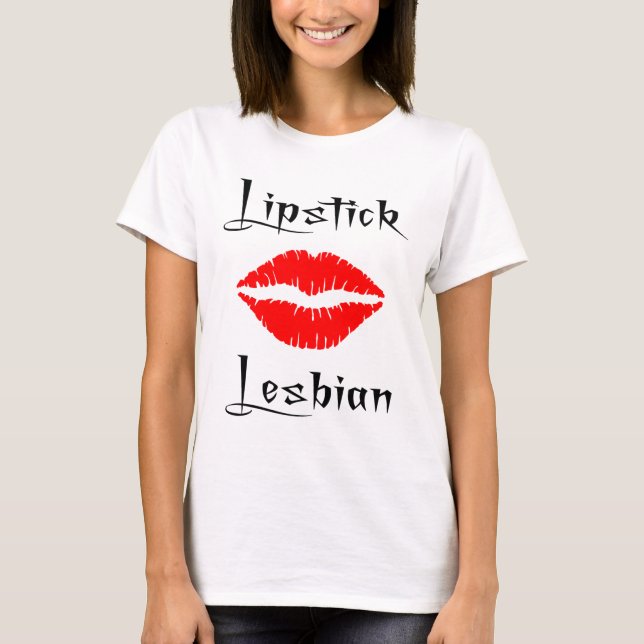 Camiseta Lesbiana del lápiz labial (Anverso)