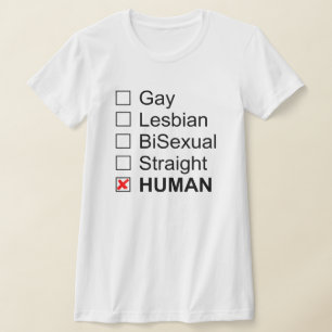 Camiseta Lesbiana gay BiSexual Directo Humano No Etiquetas 