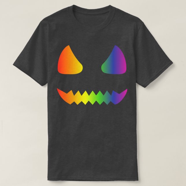 Camiseta Lesbianas gay de Halloween Cara de calabaza LGBTQ  (Diseño del anverso)