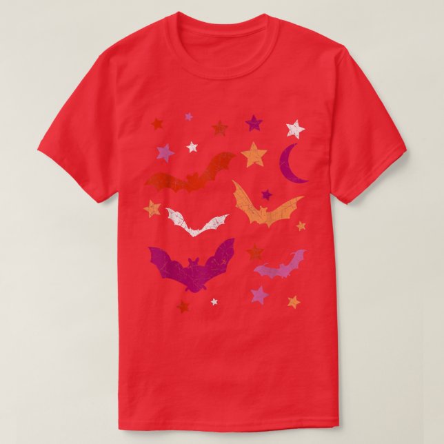 Camiseta Lesbianas LGBTQ Bat Halloween disfraces Orgullo Le (Diseño del anverso)