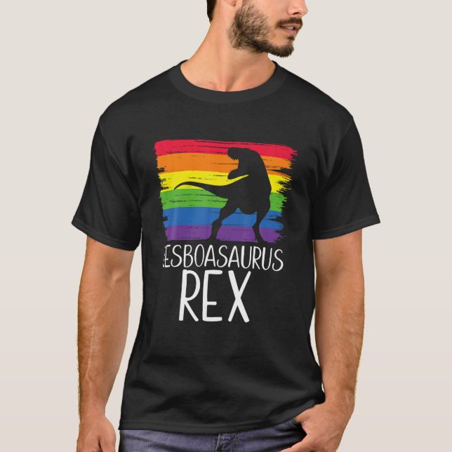 Camiseta Lesbosauro Rex Funny LGBT Dinosaurio Lesbiana Rain (Anverso)