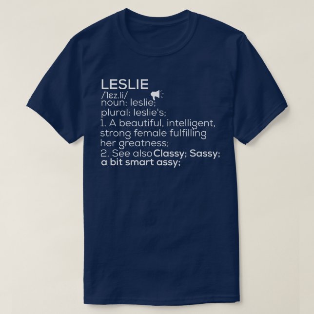 Camiseta Leslie Nombre Leslie Definición Leslie Nombre feme (Diseño del anverso)