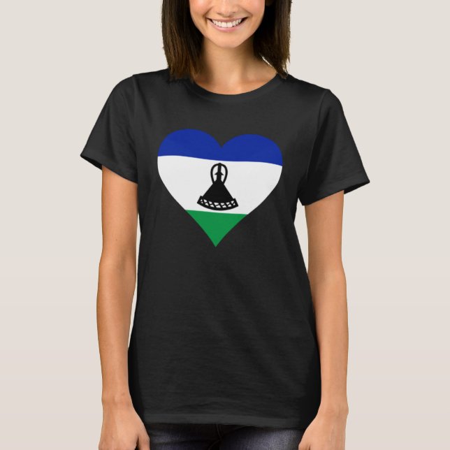 Camiseta Lesotho Flag Heart Lesotho  Love Lesotho (Anverso)