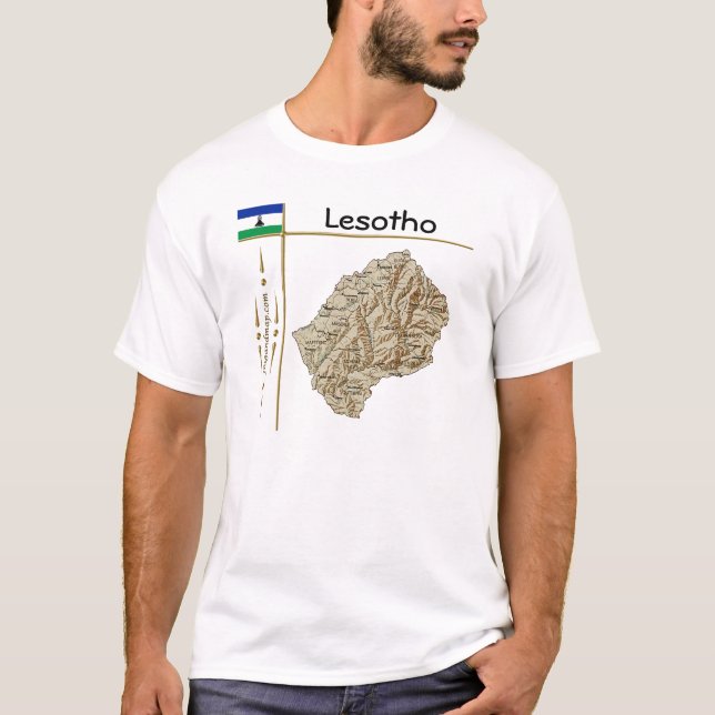 Camiseta Lesotho Mapa + Bandera + Título (Anverso)