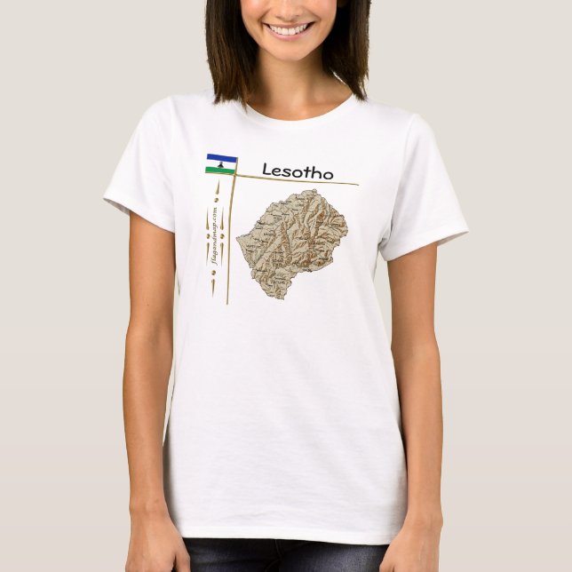 Camiseta Lesotho Mapa + Bandera + Título (Anverso)