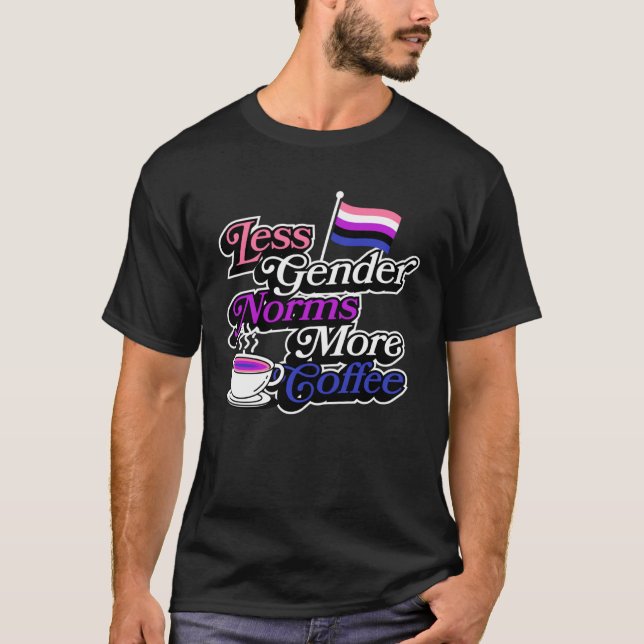 Camiseta Less Gender Norms More Coffee Genderfluid Pride Ae (Anverso)