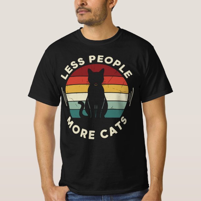 Camiseta Less People More Cats | Funny Retro Cat Lover (Anverso)