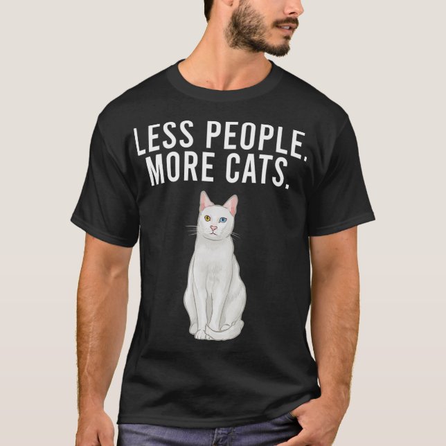 Camiseta Less People More Cats Khao Manee Funny Introvert  (Anverso)