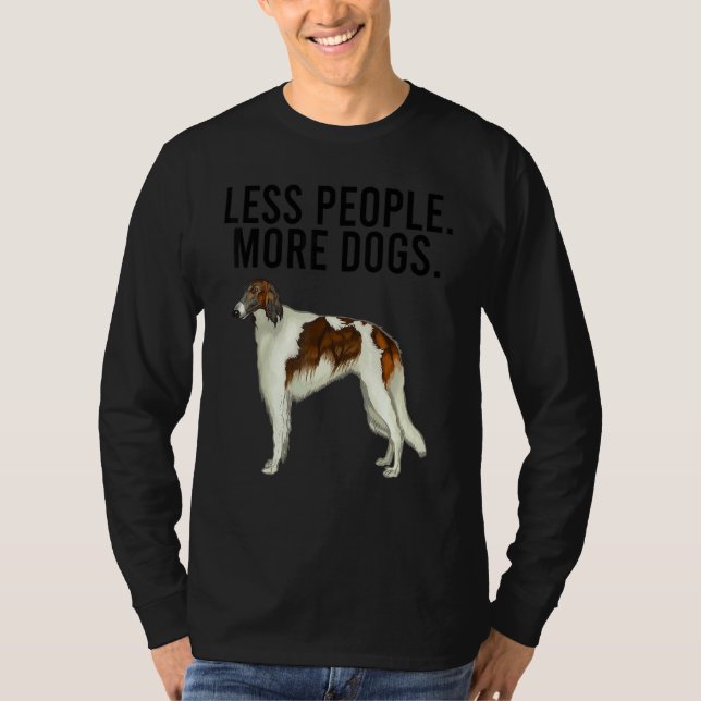 Camiseta Less People More Dogs Borzoi Introvert (Anverso)
