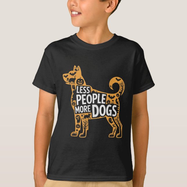 Camiseta Less People More Dogs Funny Halloween  (Anverso)