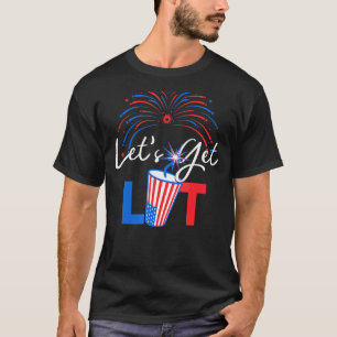 Camiseta Let Is Get Lit Fireworks Usa Flag 4 de julio