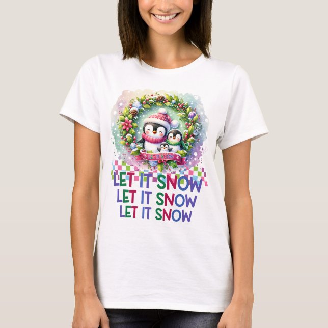 Camiseta Let It Snow Penguin Family Christmas T-Shirt (Anverso)