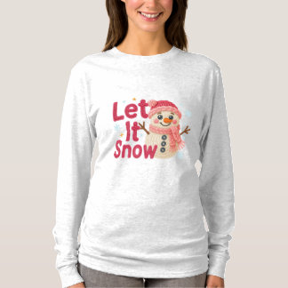 Camiseta Let It Snow Women’s – Faux Embroidery Snowman