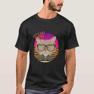 Camiseta Let S Be Weird Hipster Cat With Glasses And Bow Ti