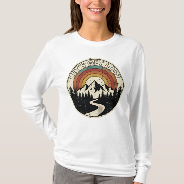 Camiseta Let’s Get Lost Retro Mountain Adventure Outdoor (Anverso)