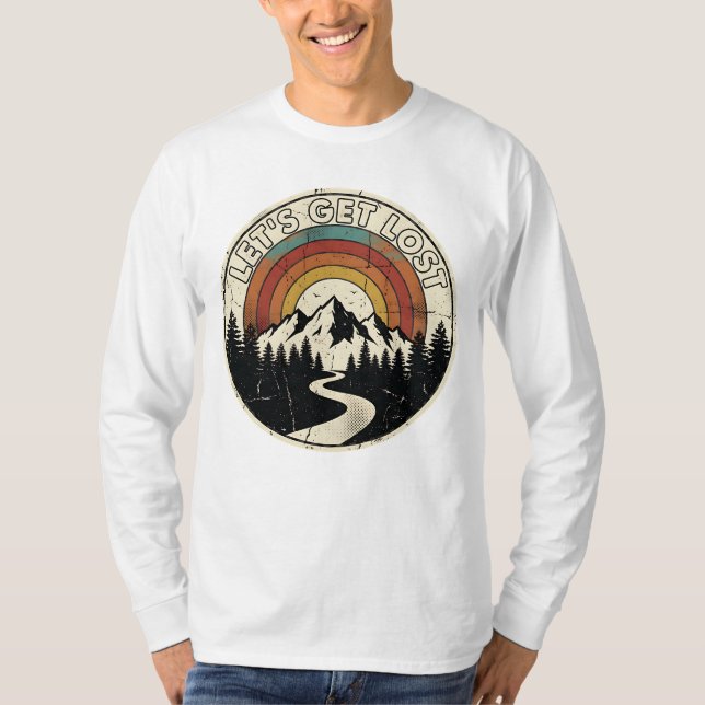 Camiseta Let’s Get Lost Retro Mountain Adventure Outdoor (Anverso)